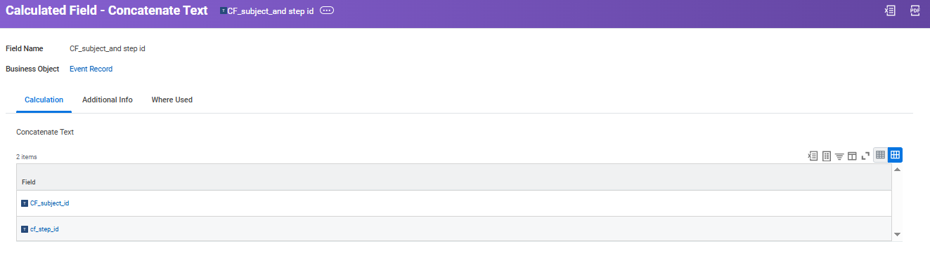 Calculated field named CF_subject_and_step_id.