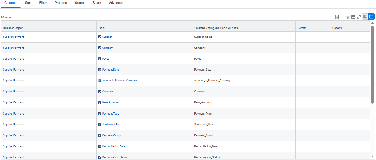 Select the required fields.