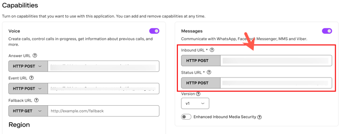 Messages settings.