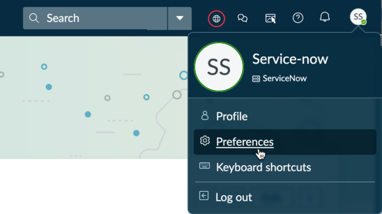 Navigate to user preferences.