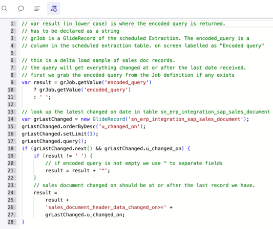 Sample generated encoded query script.