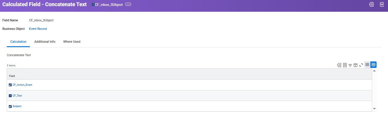 Calculated field named CF_inbox_SUbject.