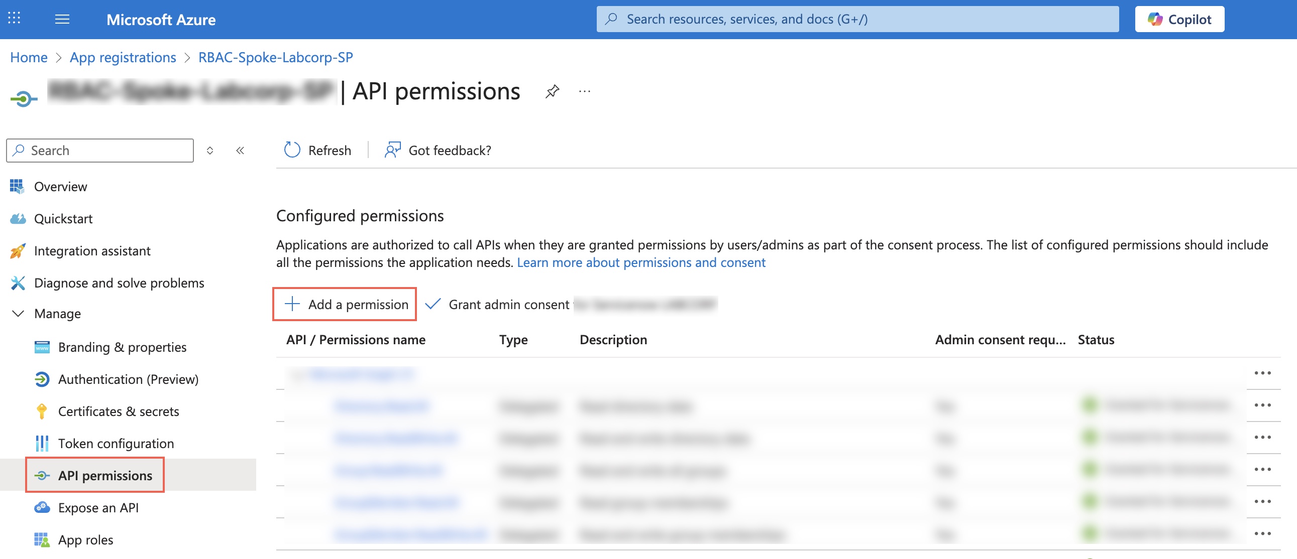 Add the required API permissions.