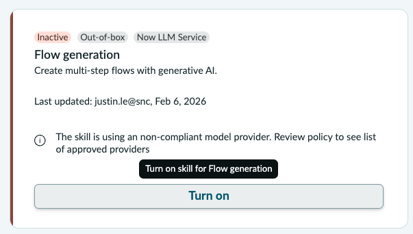 Screenshot showing the Flow generation tile.