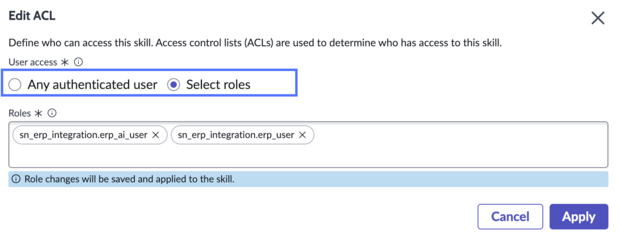 Edit ACL modal with user access options highlighted.