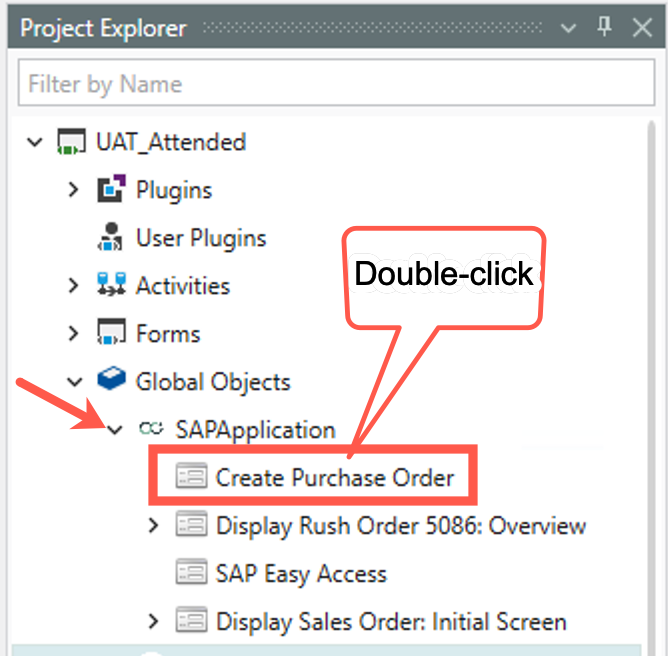 Expand and double-click SAP screen.