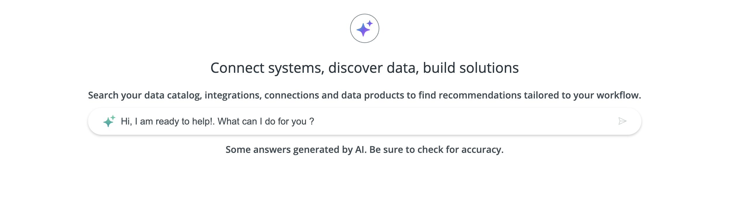 Screenshot showing search field on Workflow Data Fabric landing page.