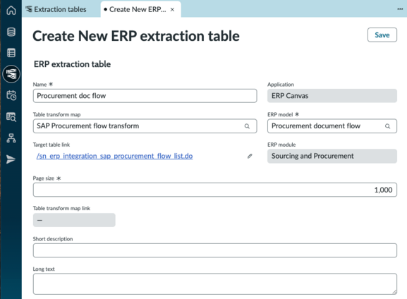 New extraction table fields.