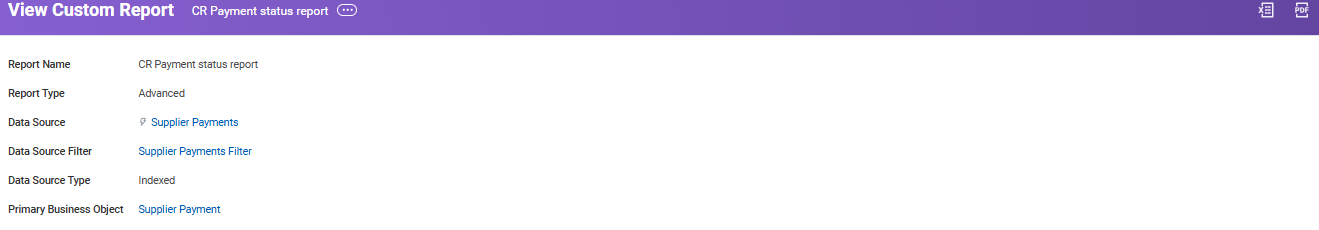 Create the CR Payment status report report.