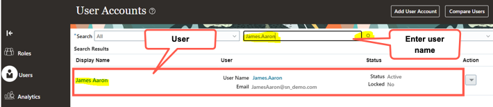 User details.