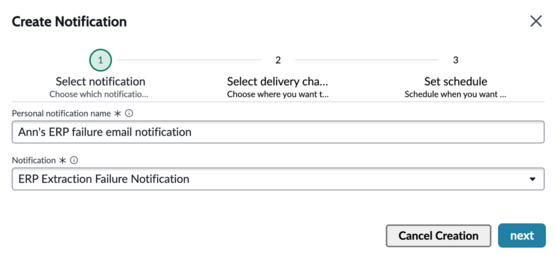 Enter notification preferences in the modal