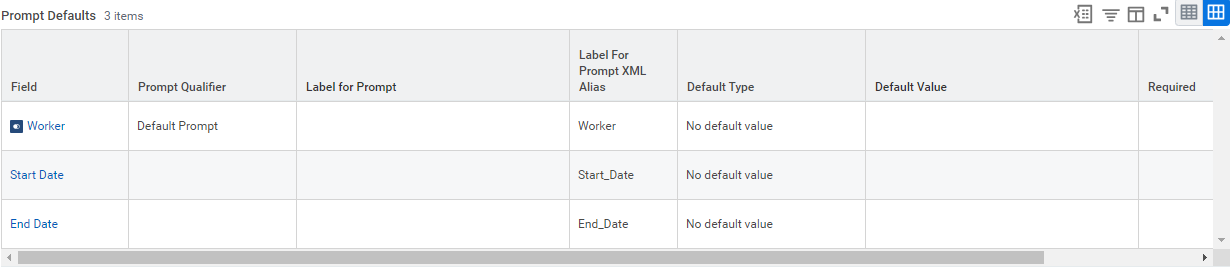 Select the value of prompts in the Prompt Default section.