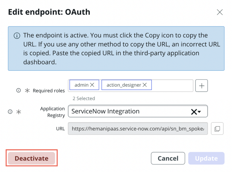 Deactivate the required endpoint.