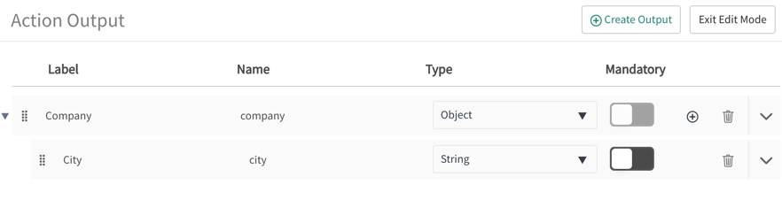 Default values for child items in the complex object output.