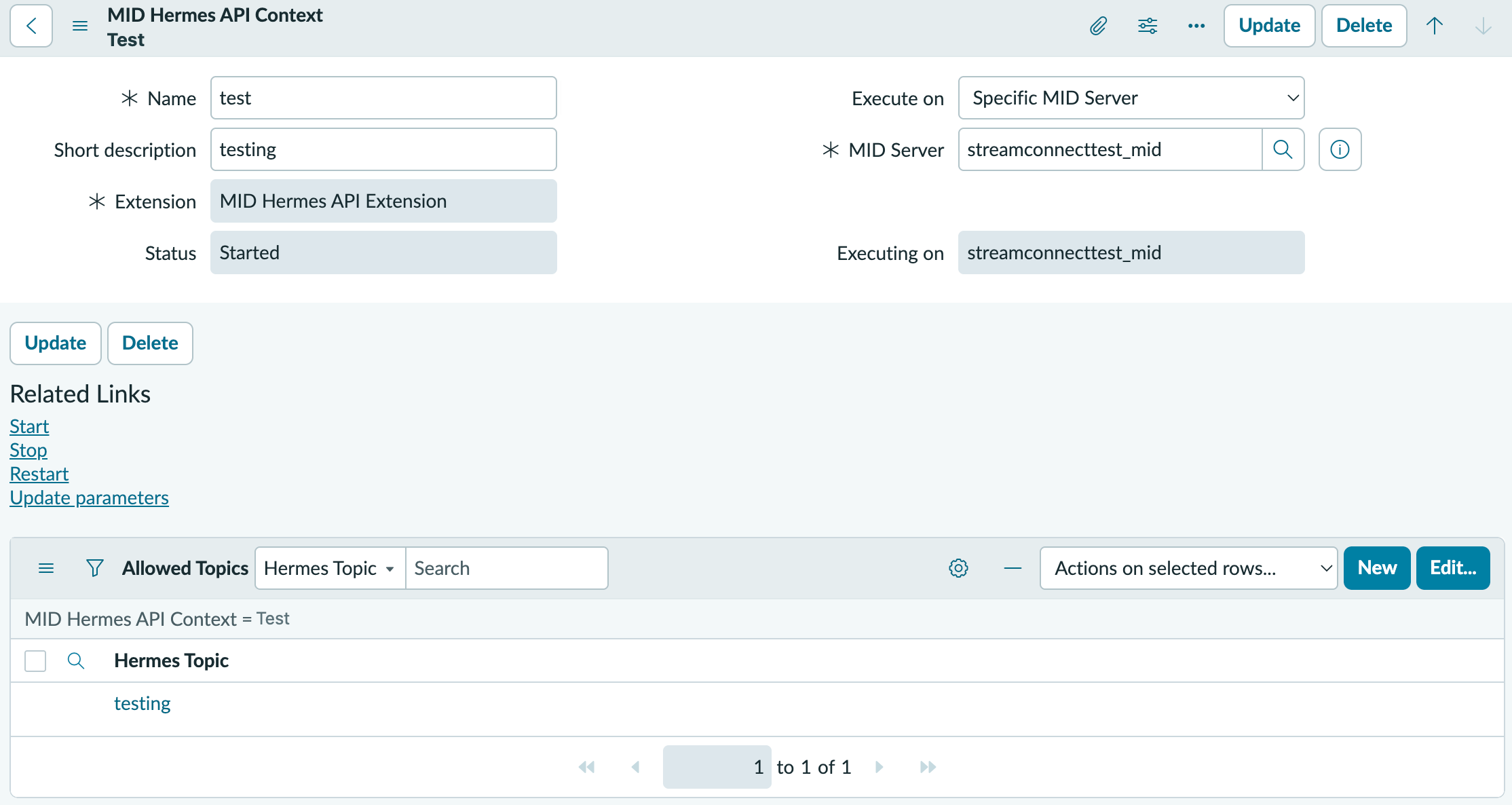 Screenshot of a filled in MID Hermes API Context record.