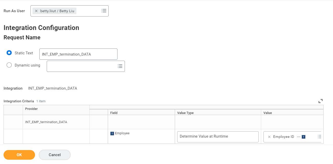 integration criteria value at runtime