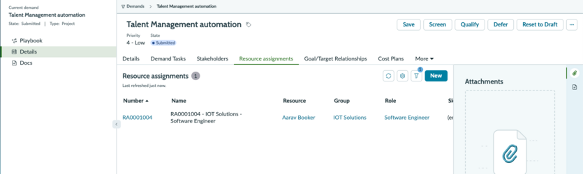 Use the Resource assignments tab to add or edit resource assignments.
