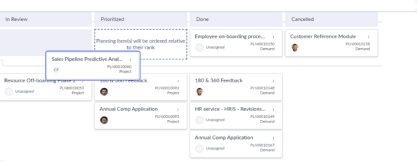 Prioritize item in kanban view