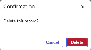 screenshot for Delete confirmation message