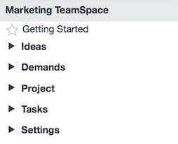 An example teamspace for marketing