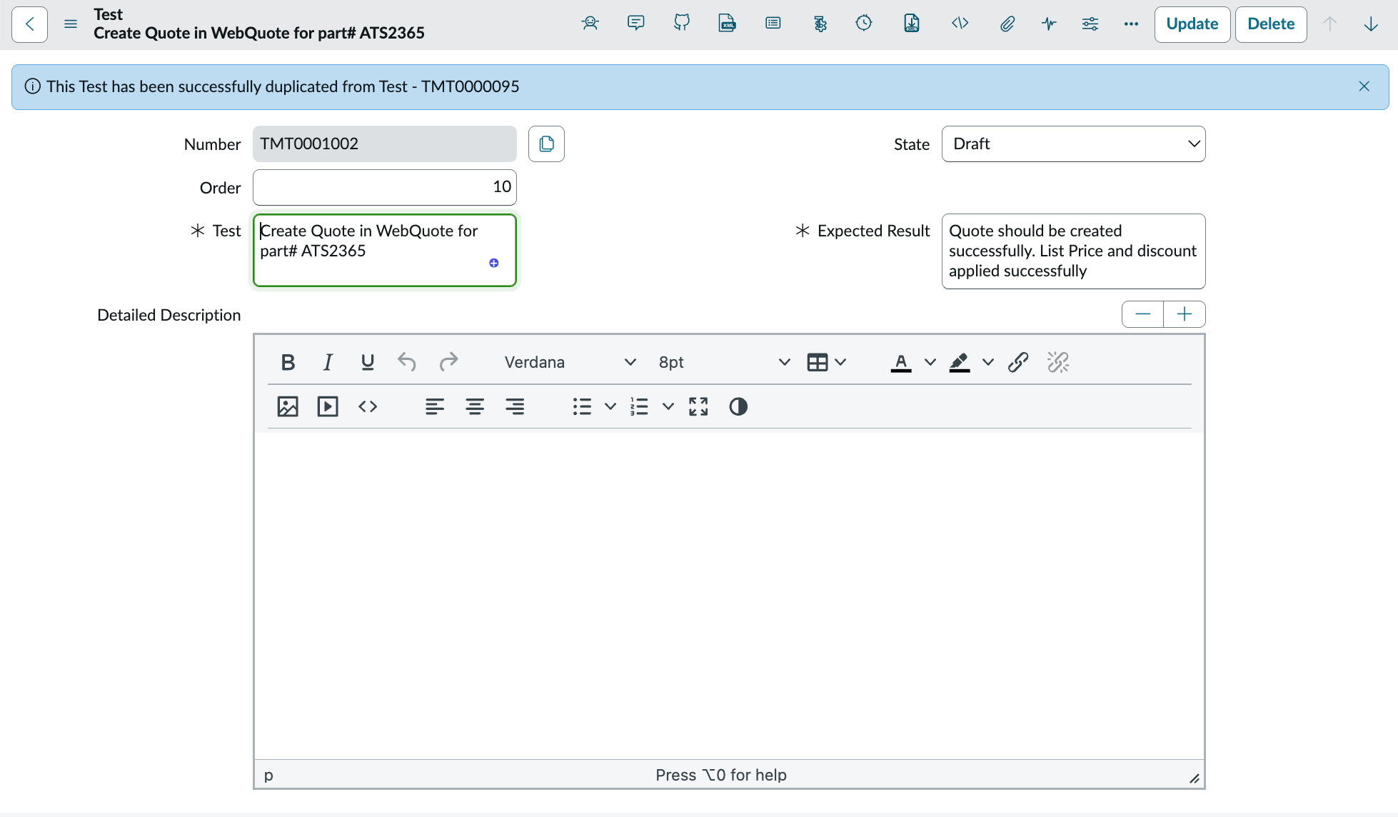 New test duplicated from an existing test.