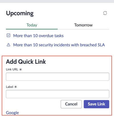 빠른 링크 추가