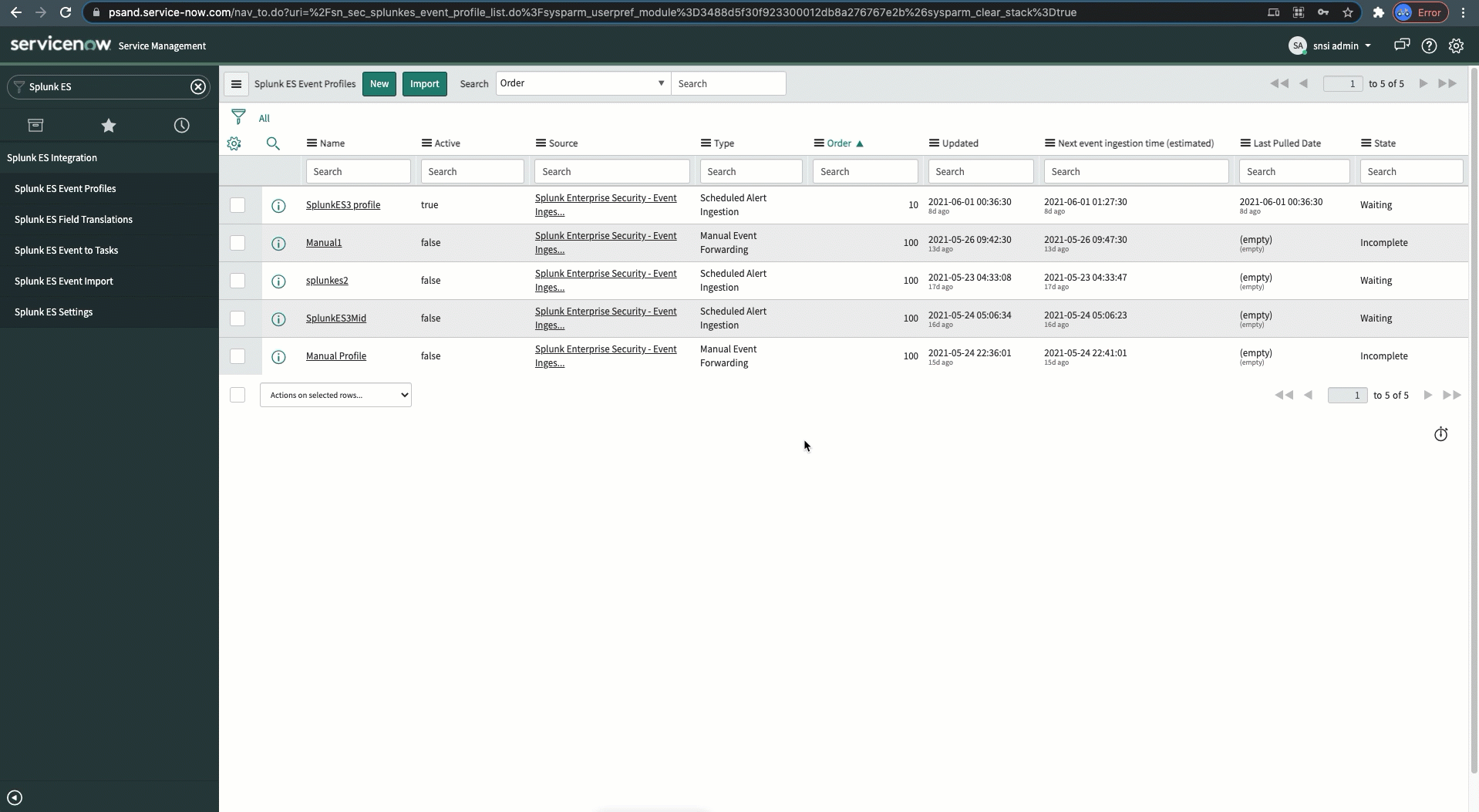 Splunk 프로파일 데이터를 익스포트하는 중입니다.