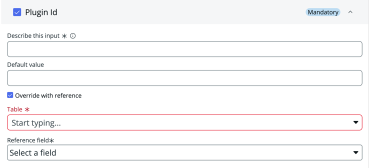 Example of Table and the Reference fields after selecting the override with reference option.