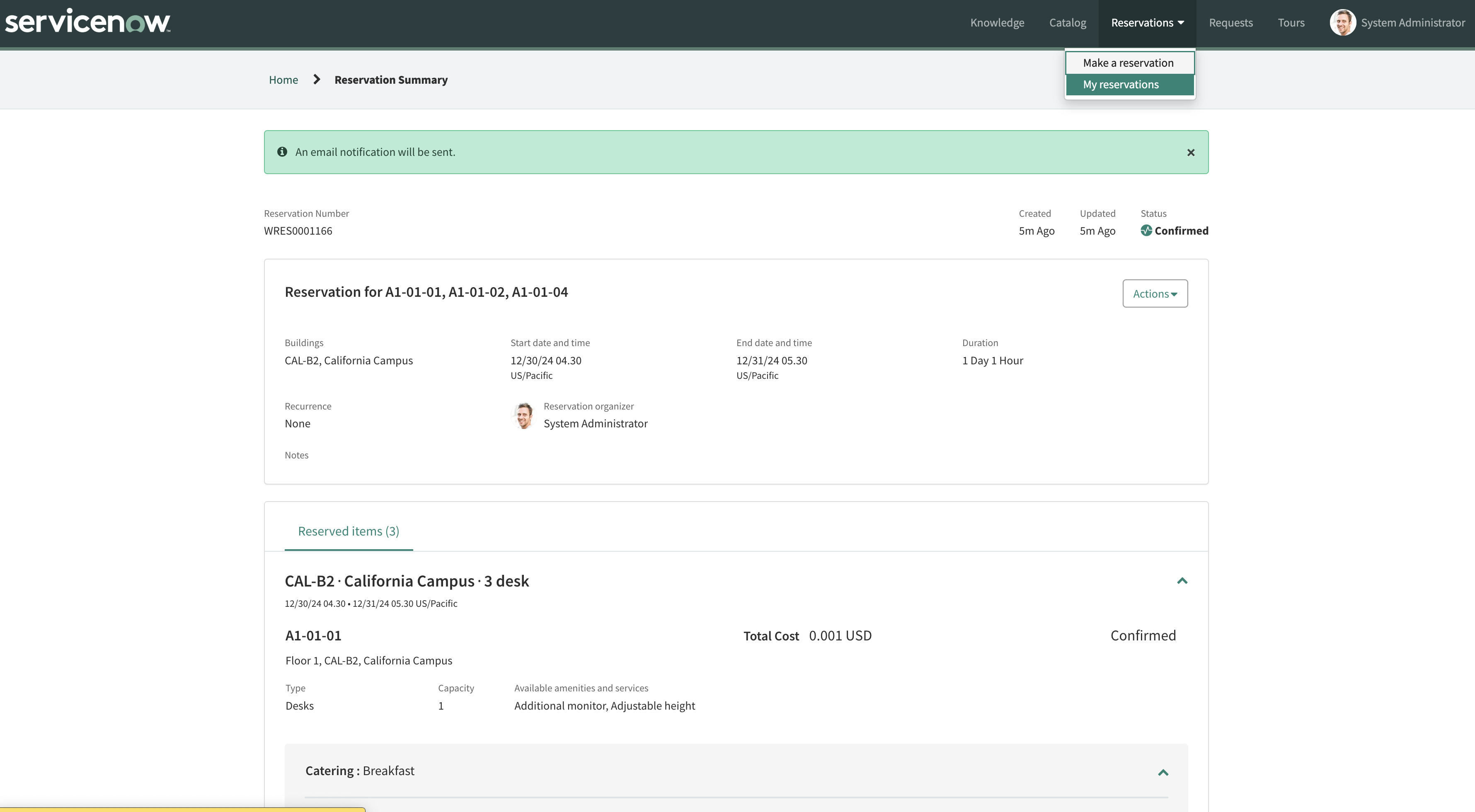 Portal de reservas mostrando a opção de menu Minha reserva para verificar todas as suas reservas em um só lugar.