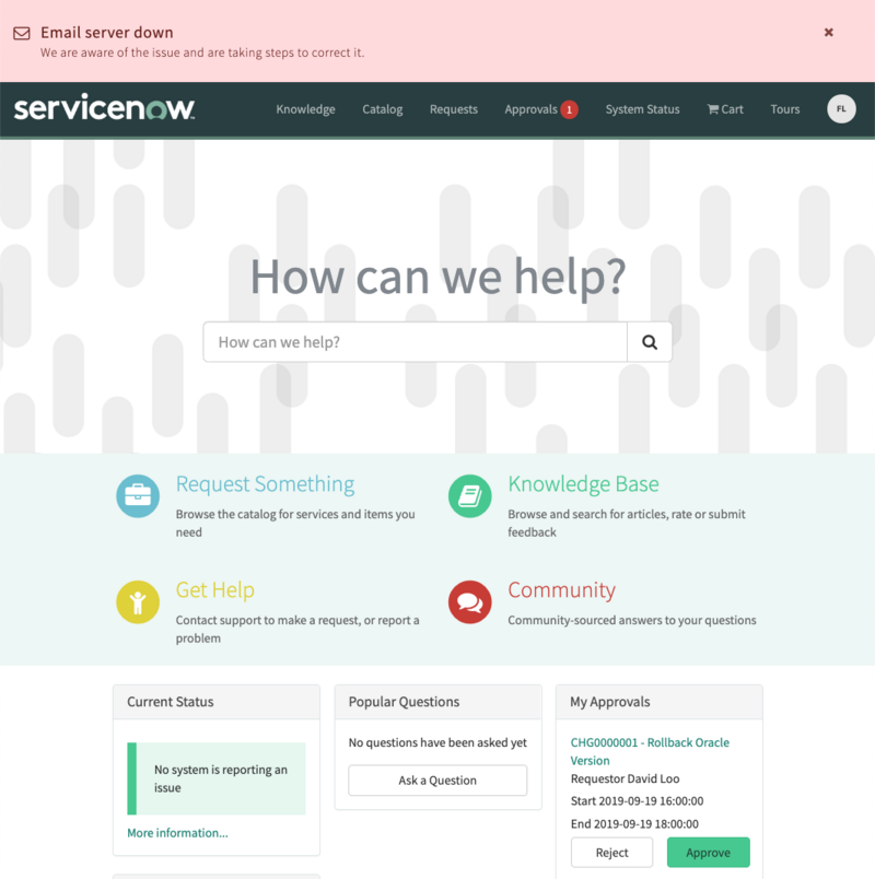 Service Portal의 공지 배너 및 위젯