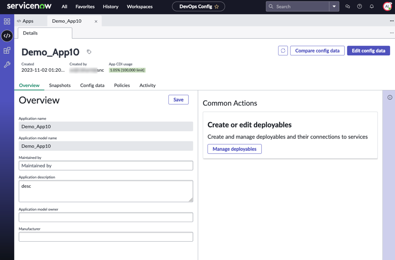 DevOps Config app overview