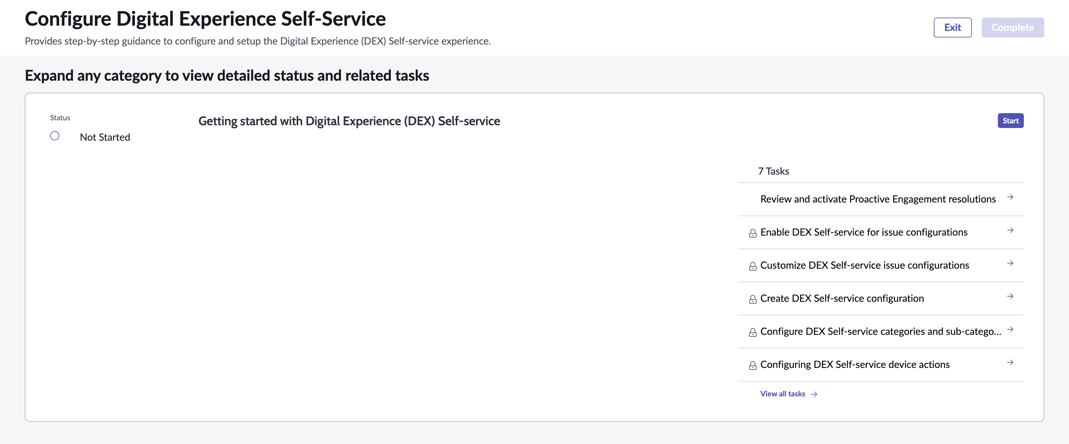 Guided setup Getting started with DEX Self-service