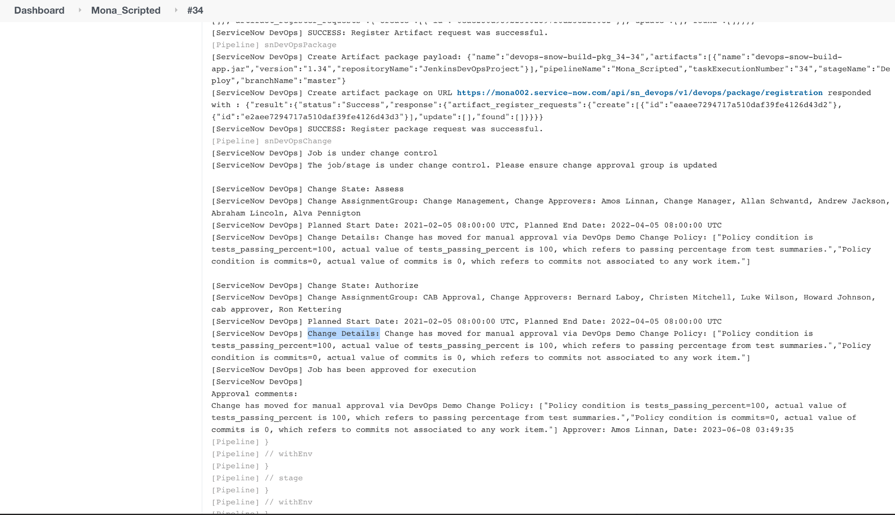 Change state logs in Jenkins pipeline console