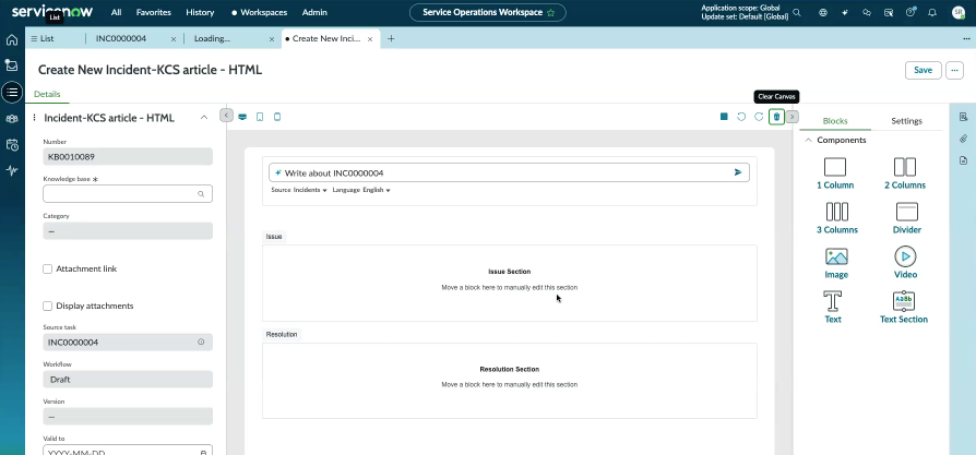Clear the canvas to view incidents with similar tasks