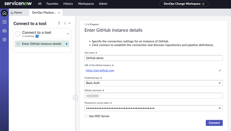 Connect GitHub to DevOps Change Velocity.