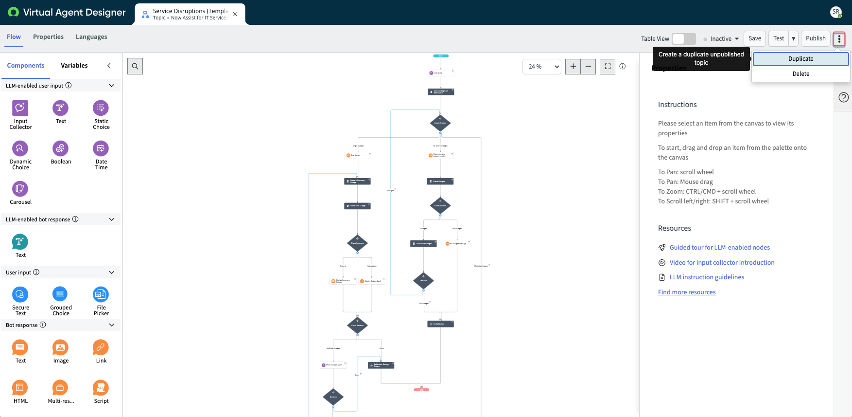 Duplicate a service disruption template