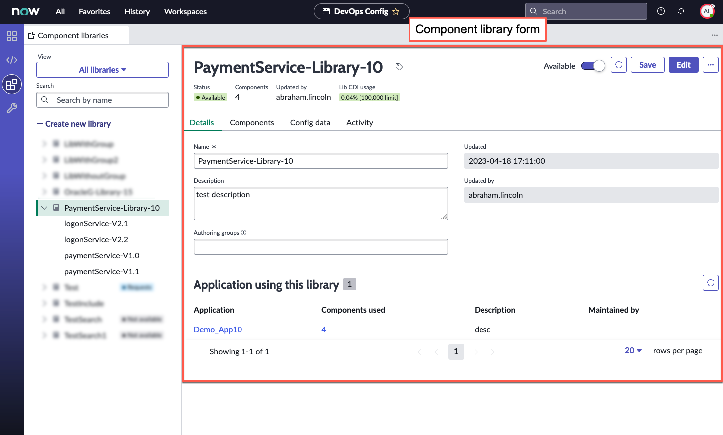 Component library form.