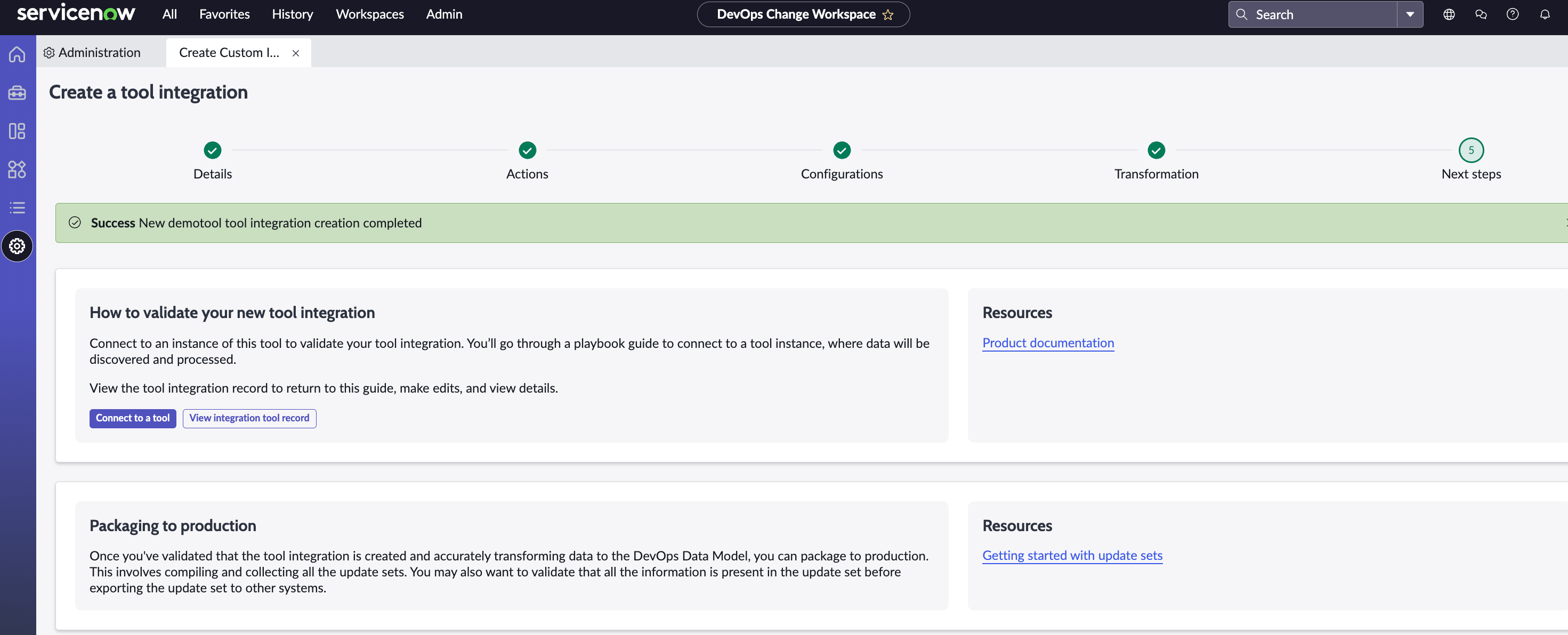 Next steps in tool integration creation