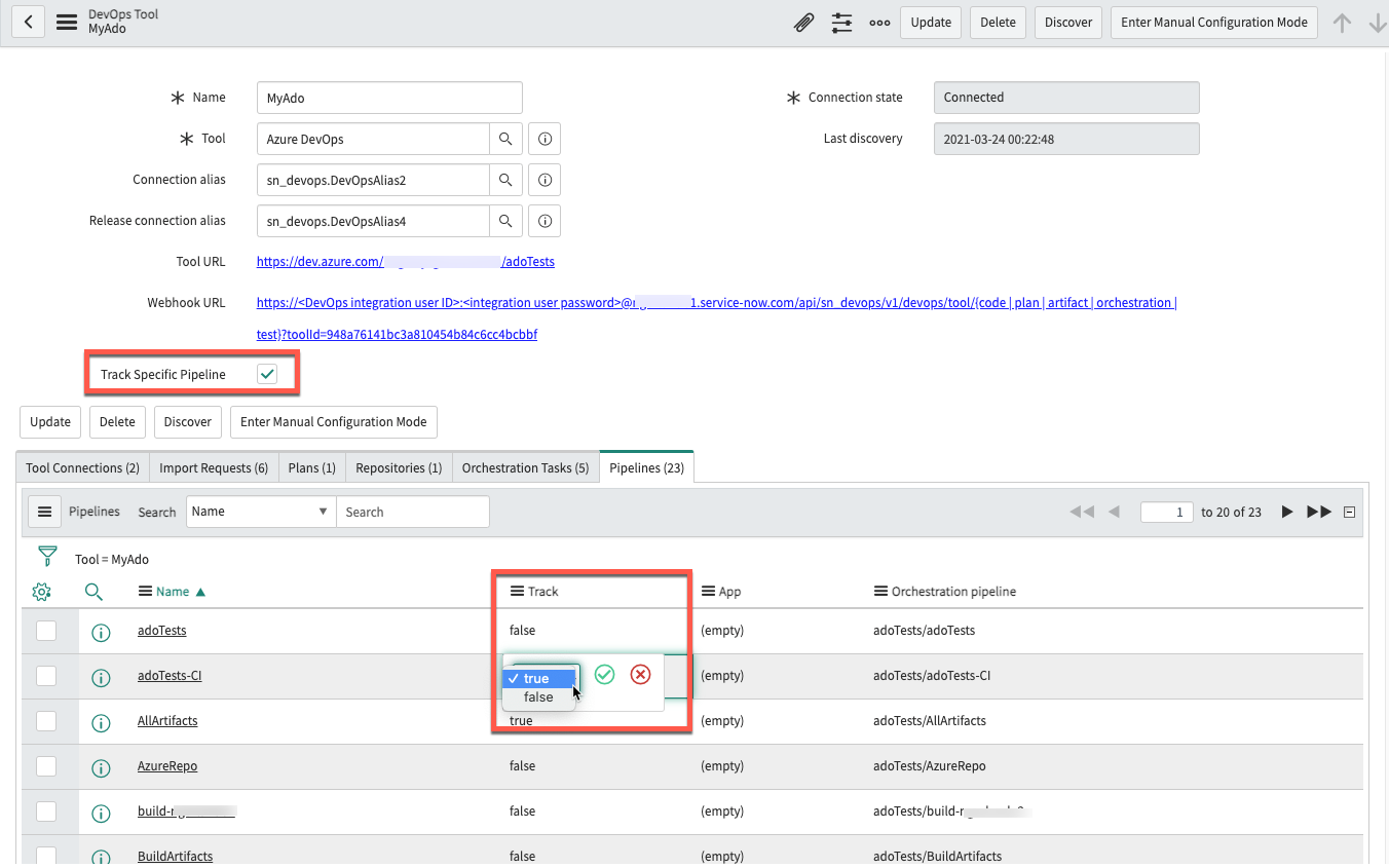 Track Specific pipelines