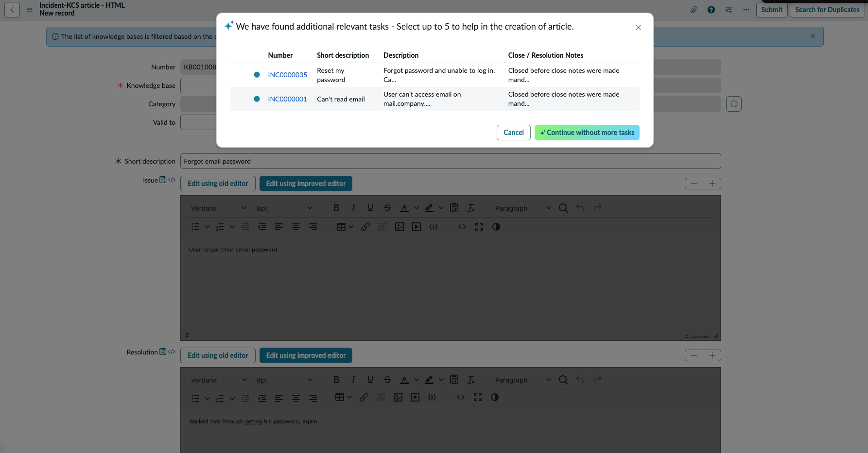 Multiple related incidents in CoreUI