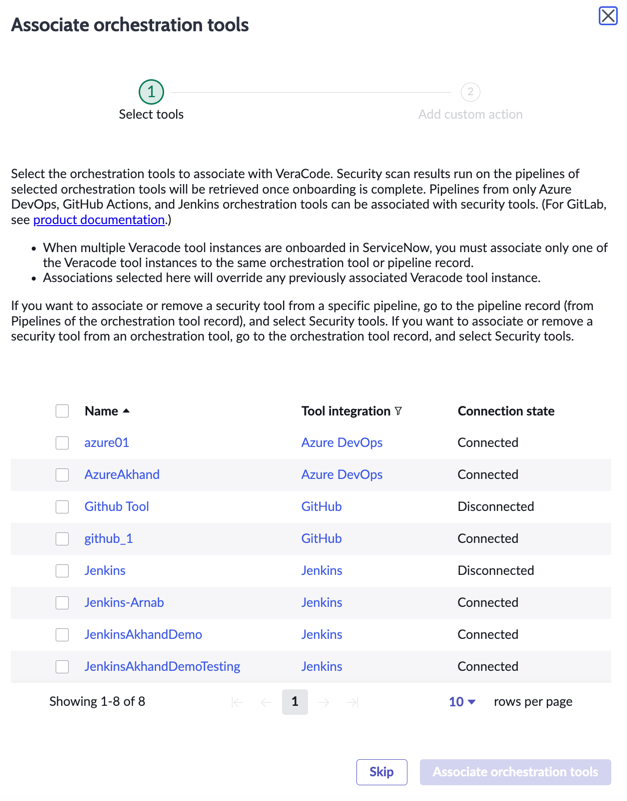 Associate orchestration tool for a security tool