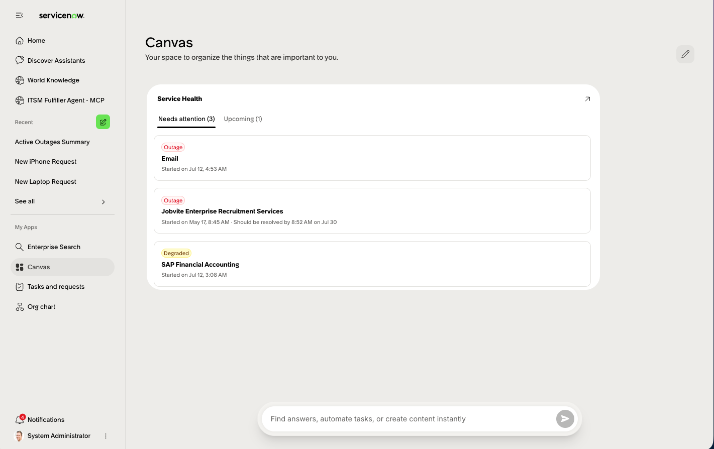 ITSM Employee Slate for Moveworks Canvas page