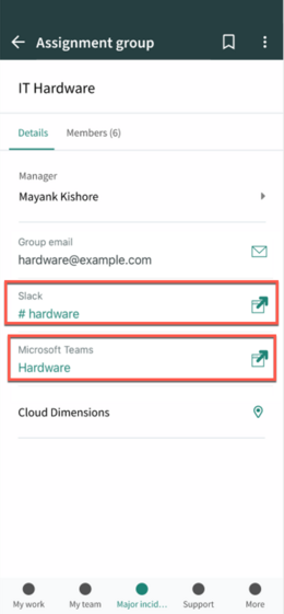 Assignment group in ITSM Mobile Agent