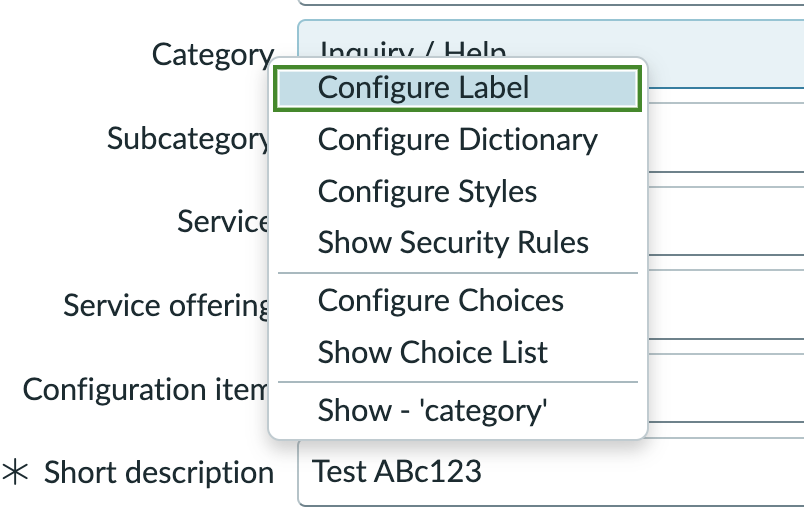 Category options