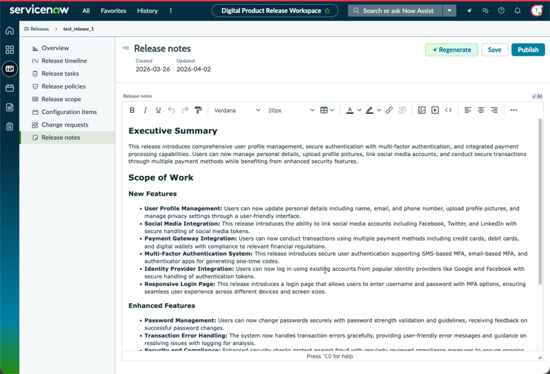 Release notes for a release generated by AI-driven summarization.