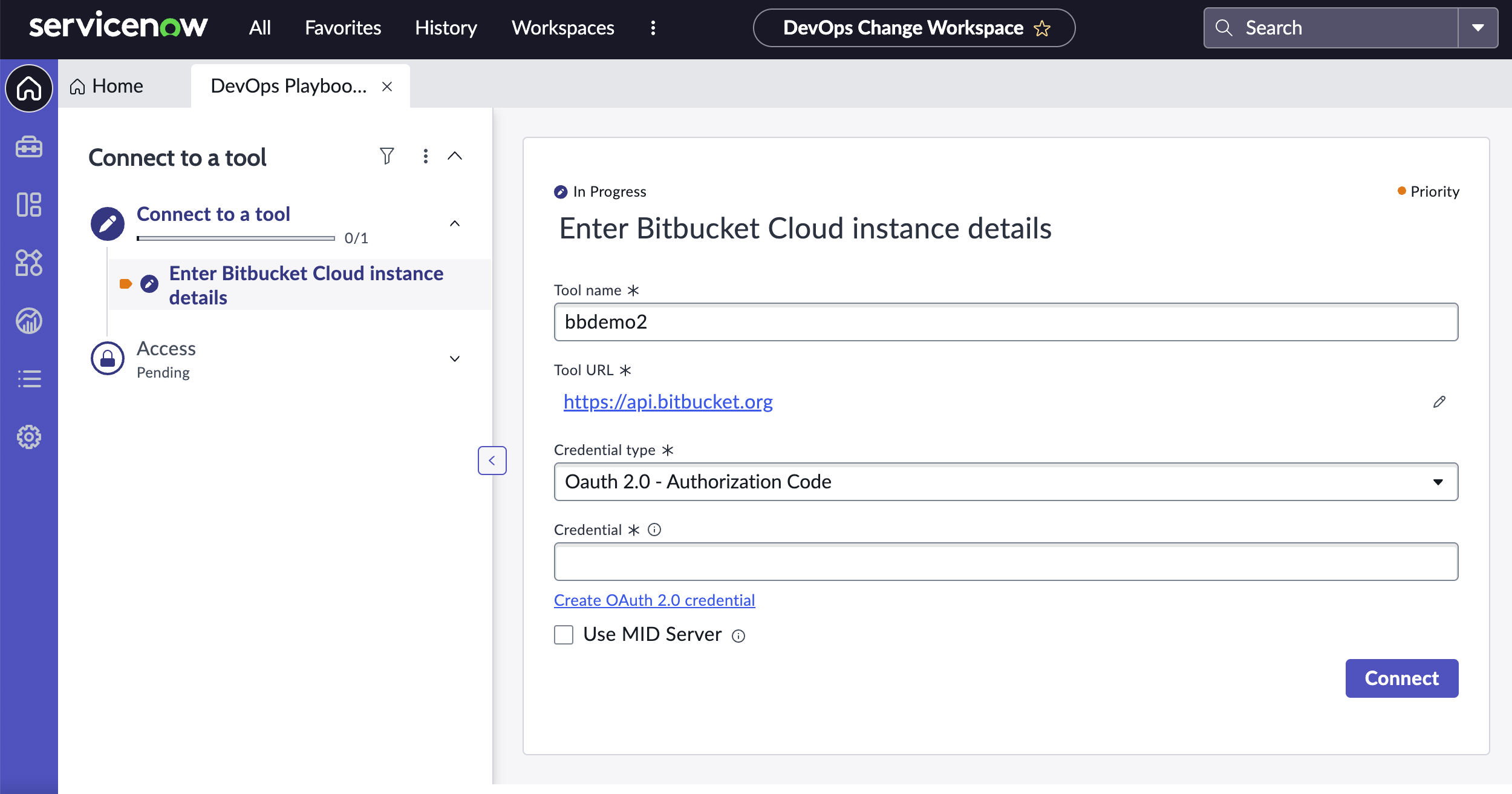 Enter Bitbucket instance details page for Bitbucket Cloud - OAuth 2.0 - Authorization Code