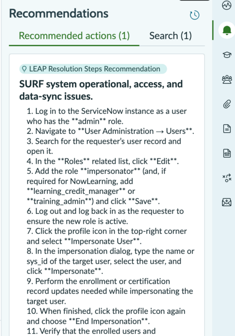 LEAP recommended actions