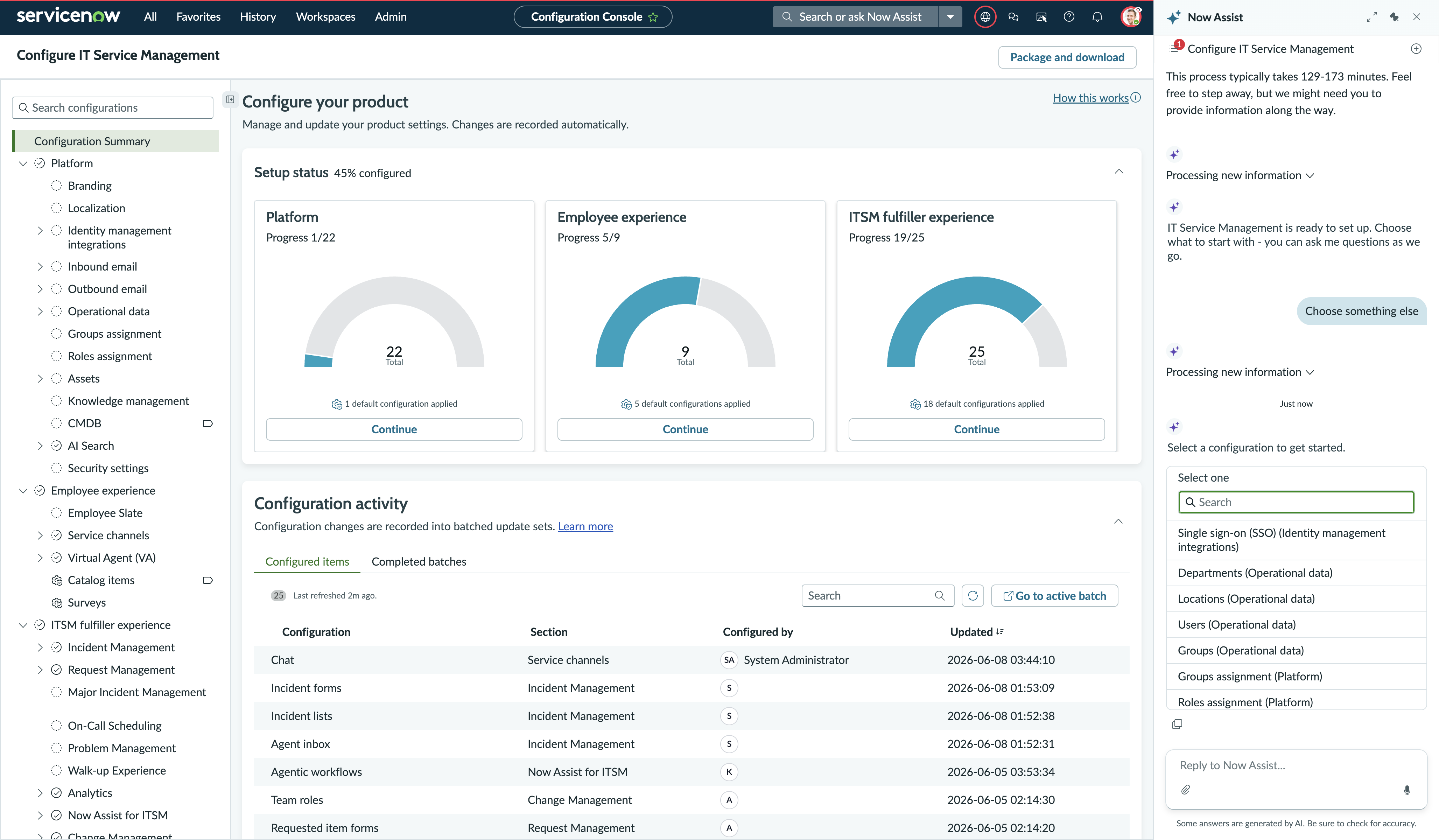 Configuring ITSM