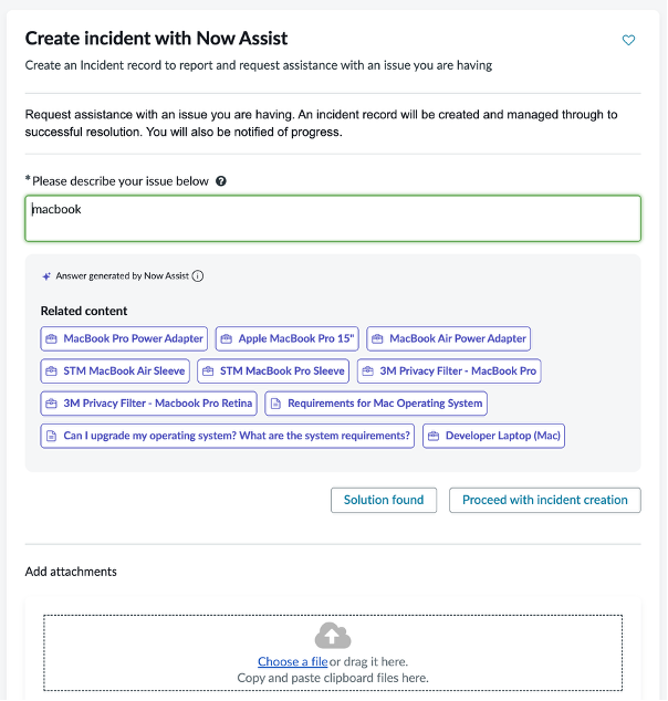 Create incident in employee portal