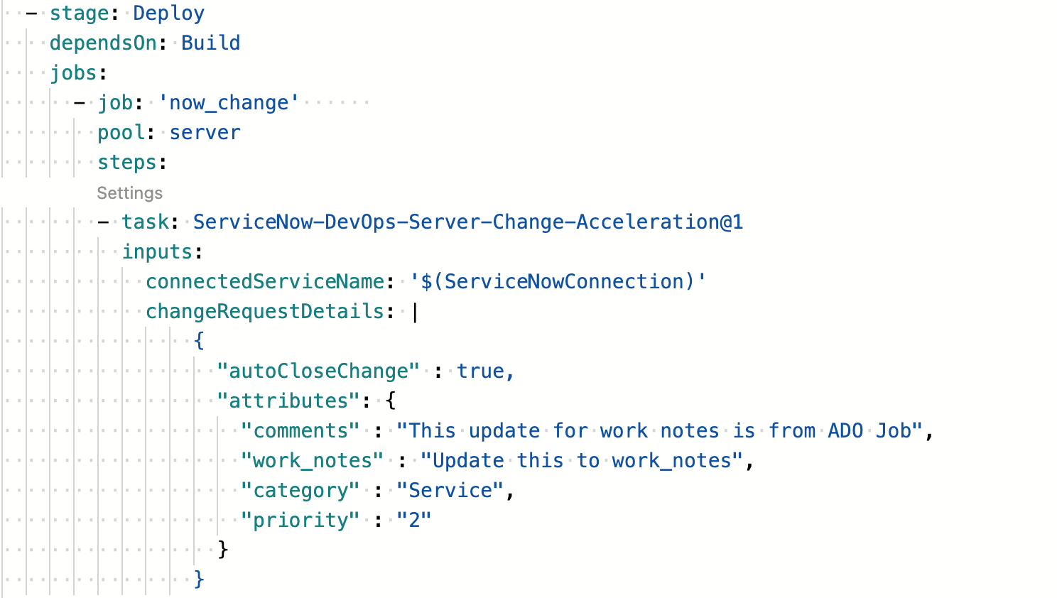 DevOps Azure change details.